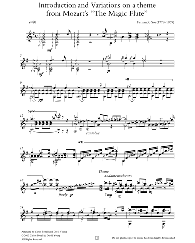 Introduction and Variations on a theme from Mozart's 'The Magic Flute'