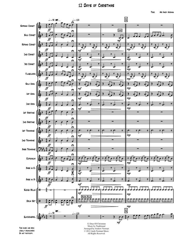 12 Days Of Christmas - for Brass Band