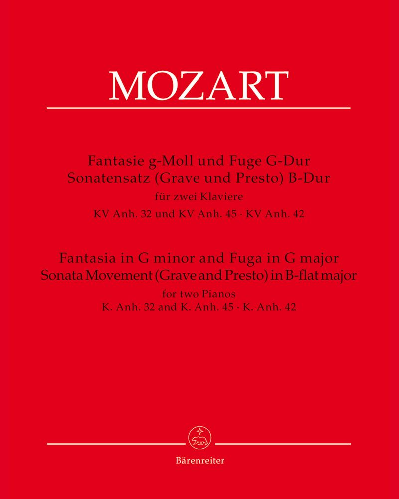 'Fantasia in G minor' & 'Fuga in G major', Sonata Movement (Grave and Presto) in B-flat major for two Pianos, K. Anh. 32, K. Anh. 45, K. Anh. 42
